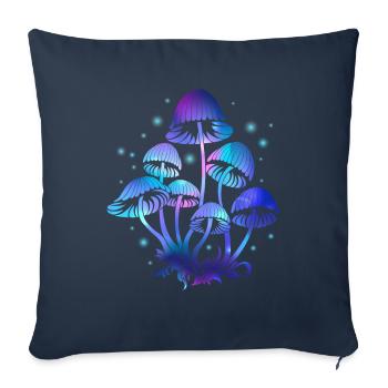 Psychedelic Fungi Festival EDM Music - Housse de coussin décorative 45 x 45 cm - bleu marine - Devant
