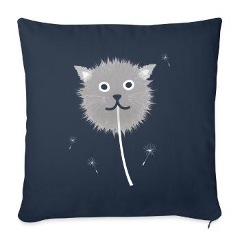 Dandelion Cat Kitten Flowers Children - Sofa pillowcase 17,3'' x 17,3'' (45 x 45 cm) - navy - Front