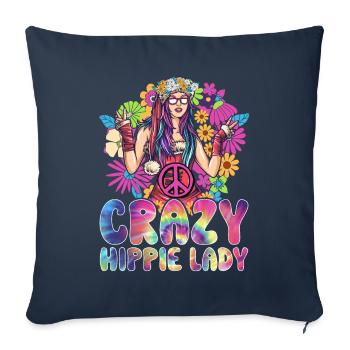 Funny Hippie Peace Girl Tie Dyeing - Sofa pillowcase 17,3'' x 17,3'' (45 x 45 cm) - navy - Front