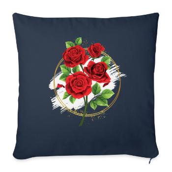 Roses Fleuriste Fleurs Roses - Housse de coussin décorative 45 x 45 cm - bleu marine - Devant