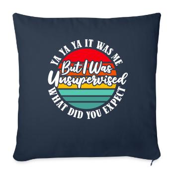 Black Humor I Was Left Unsupervised - Sofa pillowcase 17,3'' x 17,3'' (45 x 45 cm) - navy - Front
