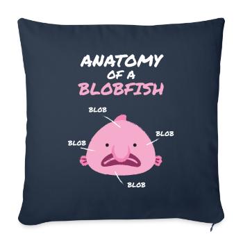 Anatomie d’un Blobfish Blob Fish Mer - Housse de coussin décorative 45 x 45 cm - bleu marine - Devant