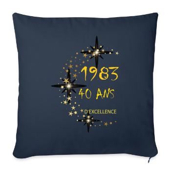 40e Anniversaire 40Ans Homme Femme Retro Vintage - Housse de coussin décorative 45 x 45 cm - bleu marine - Devant