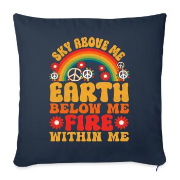 Hippie Citation Groovy Paix - Housse de coussin décorative 45 x 45 cm - bleu marine - Devant