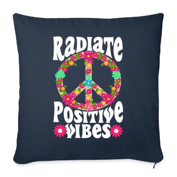 Hippie Be Kind Kindness Peace - Housse de coussin décorative 45 x 45 cm - bleu marine - Devant