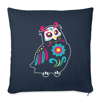 Dia de Los Muertos Eule Eulen Mexiko - Sofakissenbezug 45 x 45 cm - Navy - Vorne