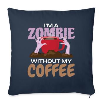Zombie sans café Monstre d’Halloween - Housse de coussin décorative 45 x 45 cm - bleu marine - Devant