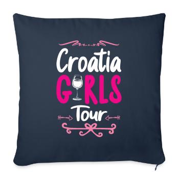Tournée des filles en Croatie - Housse de coussin décorative 45 x 45 cm - bleu marine - Devant