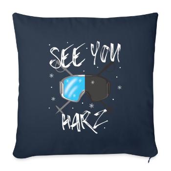 Harz Ski Monts Métallifères Snowboard - Housse de coussin décorative 45 x 45 cm - bleu marine - Devant