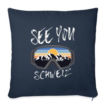 Suisse Snowboarding Suisse randonnée et ski - Housse de coussin décorative 45 x 45 cm - bleu marine - Devant