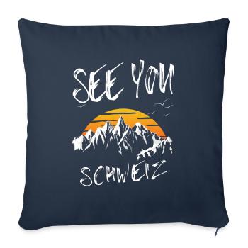 Suisse Ski Randonnée en montagne en Suisse - Housse de coussin décorative 45 x 45 cm - bleu marine - Devant