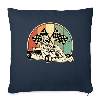Kart Karting Retro Racing Kart Training Cadeau - Housse de coussin décorative 45 x 45 cm - bleu marine - Devant