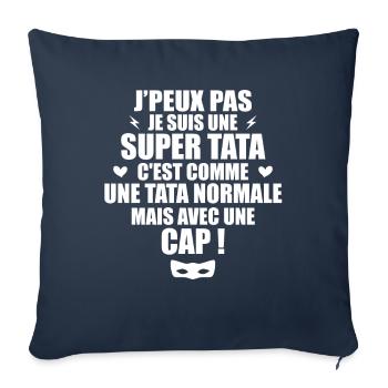 Une Super Tata - Tata Exceptionnelle - Housse de coussin décorative 45 x 45 cm - bleu marine - Devant