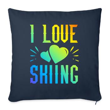 I love skiing - Sofa pillowcase 17,3'' x 17,3'' (45 x 45 cm) - navy - Front