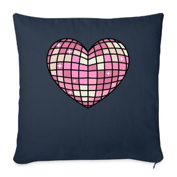 Danish Pastel Aesthetics Heart Disco Ball - Sofa pillowcase 17,3'' x 17,3'' (45 x 45 cm) - navy - Front
