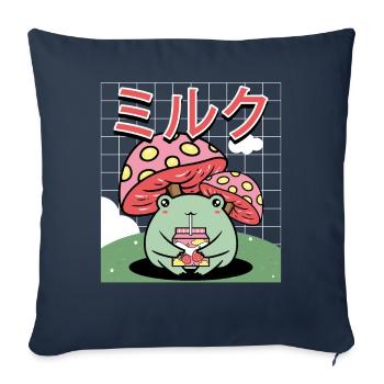 Cottagecore Esthétique Grenouille Kawaii Japonaise - Housse de coussin décorative 45 x 45 cm - bleu marine - Devant