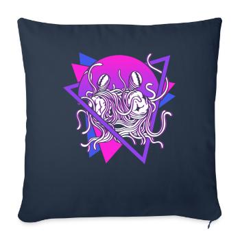 Fliegendes Spaghettimonster FSM Pastafarian Retro - Sofakissenbezug 45 x 45 cm - Navy - Vorne