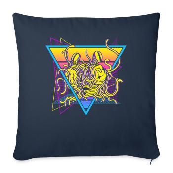 Spaghetti volant Monster FSM Pastafarian Rétro - Housse de coussin décorative 45 x 45 cm - bleu marine - Devant