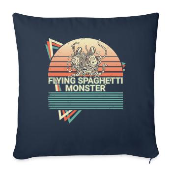 Spaghetti volant Monster FSM Pastafarian Rétro - Housse de coussin décorative 45 x 45 cm - bleu marine - Devant