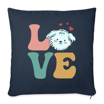 Bichon Frise Hund - Sofakissenbezug 45 x 45 cm - Navy - Vorne
