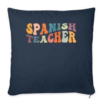 Groovy Professeur d’espagnol Maestra Professeur bilingue - Housse de coussin décorative 45 x 45 cm - bleu marine - Devant