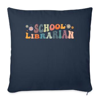 Groovy School Bibliorian Reading Bookworm - Housse de coussin décorative 45 x 45 cm - bleu marine - Devant