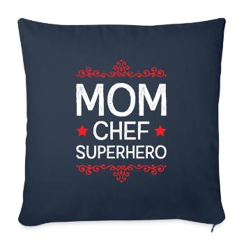 Maman Chef Super-héros Maman - Housse de coussin décorative 45 x 45 cm - bleu marine - Devant
