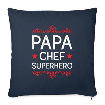 Papa Super-héros Papa - Housse de coussin décorative 45 x 45 cm - bleu marine - Devant