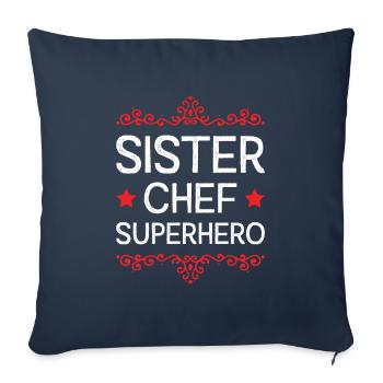 Sœur Super-héroïne - Housse de coussin décorative 45 x 45 cm - bleu marine - Devant