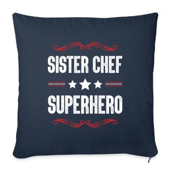 Sœur Super-héroïne - Housse de coussin décorative 45 x 45 cm - bleu marine - Devant