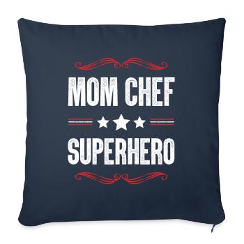 Maman Chef Super-héros Maman - Housse de coussin décorative 45 x 45 cm - bleu marine - Devant