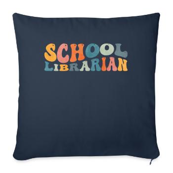 Groovy School Bibliorian Reading Bookworm - Housse de coussin décorative 45 x 45 cm - bleu marine - Devant
