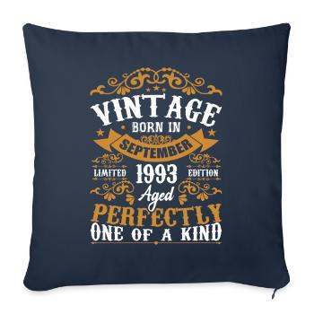 Septembre 1993 Cadeau Anniversaire 1993 Septembre - Housse de coussin décorative 45 x 45 cm - bleu marine - Devant