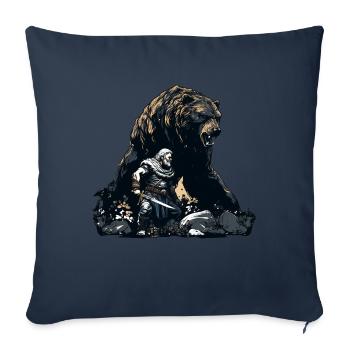 Vikings with a huge bear - Sofa pillowcase 17,3'' x 17,3'' (45 x 45 cm) - navy - Front