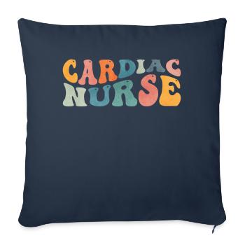 Groovy Infirmière cardiaque Soins infirmiers en cardiologie cardiaque - Housse de coussin décorative 45 x 45 cm - bleu marine - Devant