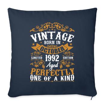 Octobre 1992 Cadeau D'anniversaire 1992 Octobre - Housse de coussin décorative 45 x 45 cm - bleu marine - Devant