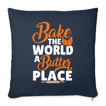 Drôle de boulanger cuisant du pain - Housse de coussin décorative 45 x 45 cm - bleu marine - Devant