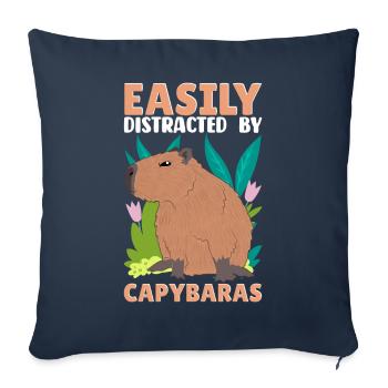 Funny Easily distracted by capybaras - Sofa pillowcase 17,3'' x 17,3'' (45 x 45 cm) - navy - Front