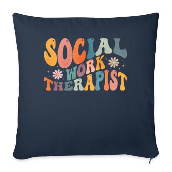 Groovy Thérapeute en travail social Thérapie Travail social - Housse de coussin décorative 45 x 45 cm - bleu marine - Devant