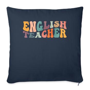 Groovy English Teacher Grammar Literature - Housse de coussin décorative 45 x 45 cm - bleu marine - Devant