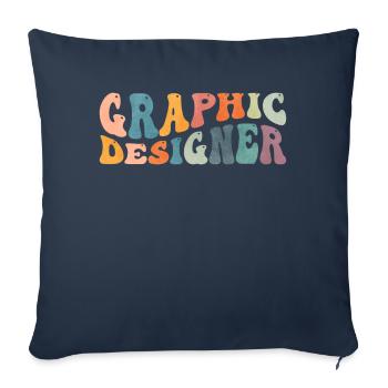 Conception de graphiste Groovy - Housse de coussin décorative 45 x 45 cm - bleu marine - Devant