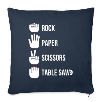 Ciseaux en papier de roche Scie à table Charpentier - Housse de coussin décorative 45 x 45 cm - bleu marine - Devant