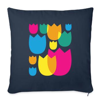 Tulips Retro Florist Flowers Tulip - Sofa pillowcase 17,3'' x 17,3'' (45 x 45 cm) - navy - Front