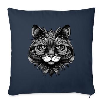 Portrait de chat - Housse de coussin décorative 45 x 45 cm - bleu marine - Devant