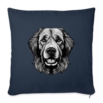 Portrait de chien Golden Retriever - Housse de coussin décorative 45 x 45 cm - bleu marine - Devant