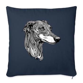 Portrait de chien Greyhound - Housse de coussin décorative 45 x 45 cm - bleu marine - Devant