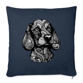 Teckel Portrait de chien teckel - Housse de coussin décorative 45 x 45 cm - bleu marine - Devant