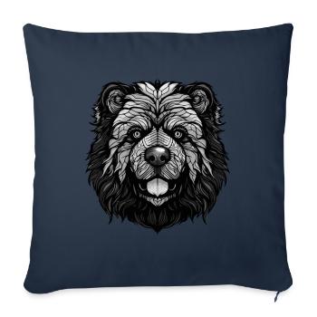 Portrait de chien Chow Chow - Housse de coussin décorative 45 x 45 cm - bleu marine - Devant