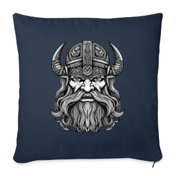 Tête du guerrier viking Valhalla - Housse de coussin décorative 45 x 45 cm - bleu marine - Devant