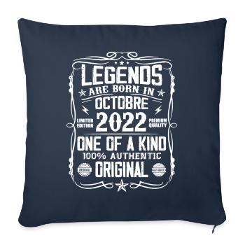 Octobre 2022 Légendes Sont Nées En Octobre 2022 - Housse de coussin décorative 45 x 45 cm - bleu marine - Devant